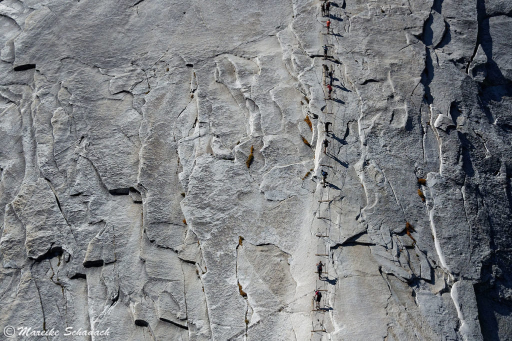 Die Drahtseile zur Besteigung des Gipfels des Half Dome