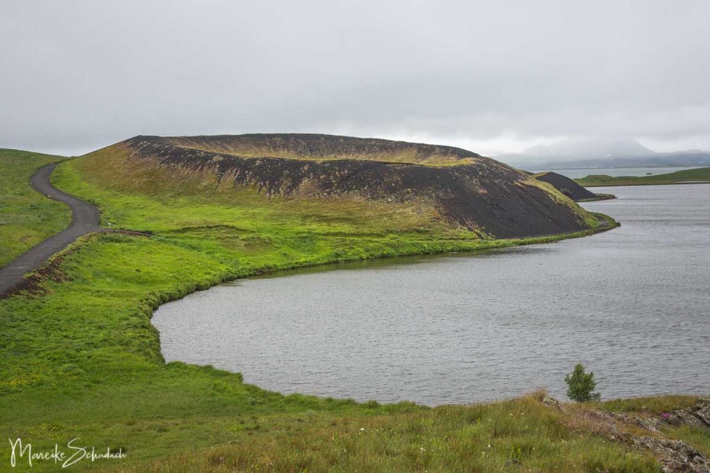 Der Pseudokrater Skútustaðagígar im Süden des Mývatn bietet tolle Gelegenheiten fürs Wandern und Birdwatching