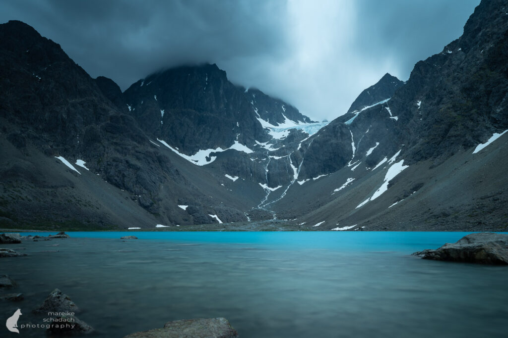 Blåisvatnet "Blauer See" in den Lyngenalpen